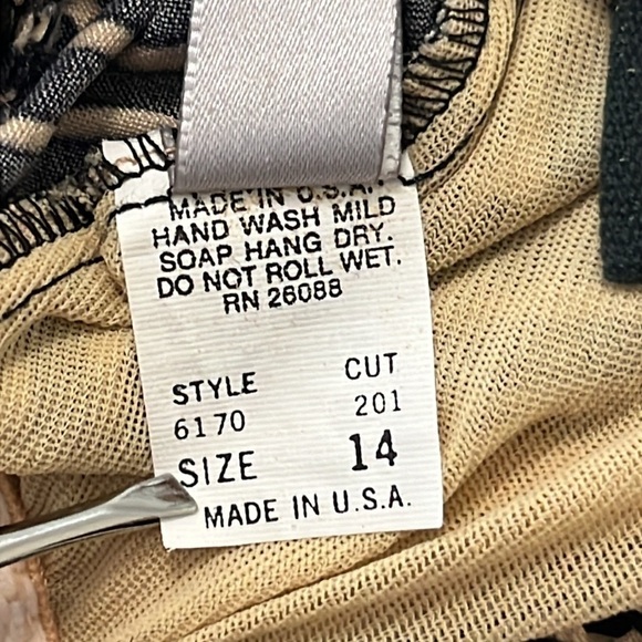 Vintage Tan and Black Belted Swim Romper - Picture 10 of 14